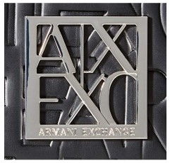 Armani Exchange 여성용 조절 가능한 어깨 스트랩, 양각 로고 전체 크로스바디 미디엄, 블랙(Nero-Black), 블랙(Nero - 블랙)