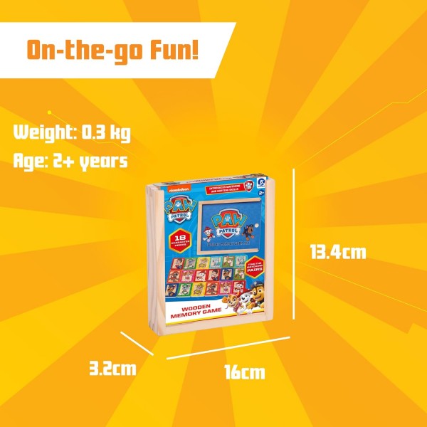 PAW PATROL 1384 나무 메모리 매치 게임, 연령 2세 이상 다색 18개