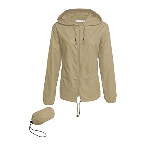 Hount 여성용 경량 후드 레인코트 방수 패커블 액티브 아웃도어 레인 재킷(S-3XL)