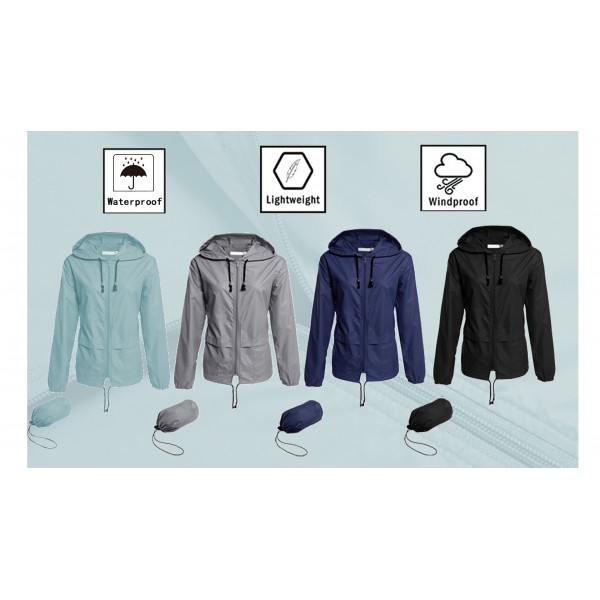 Hount 여성용 경량 후드 레인코트 방수 패커블 액티브 아웃도어 레인 재킷(S-3XL)