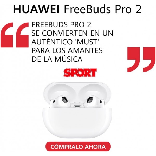 HUAWEI FreeBuds Pro 2 무선 블루투스 헤드폰 Devialet 듀얼 스피커 Crystal Voice ANC 지능형 트리플 EQ 적응형 이중 연결 고해상도 오디오 흰색 38개월 보증