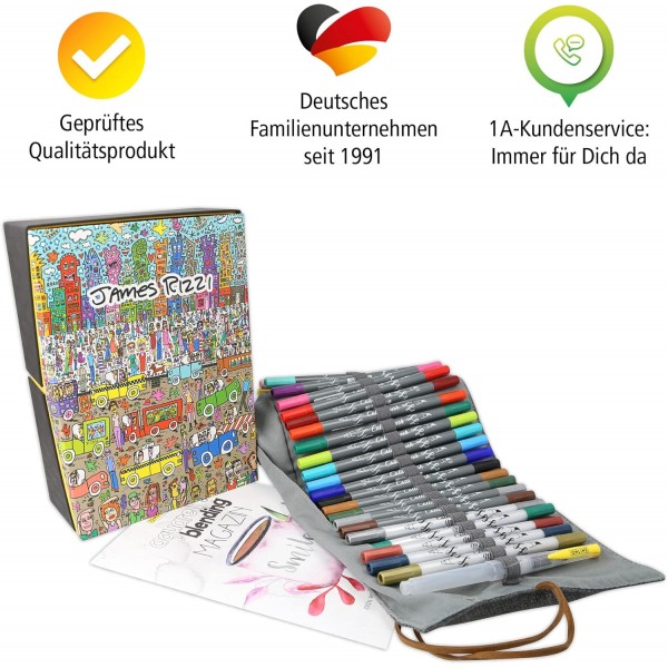 온라인 40+1 핸들레터링 세트, 다채로운 Calli.Brush & Calli.Twin 브러시 펜, 수채화용 워터브러시 펜, 롤 파우치 선물 포장에 들어 있는 캘리그래피 세트, 펜 롤에 여러 가지 