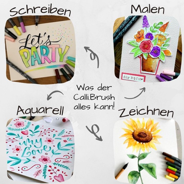 온라인 40+1 핸들레터링 세트, 다채로운 Calli.Brush & Calli.Twin 브러시 펜, 수채화용 워터브러시 펜, 롤 파우치 선물 포장에 들어 있는 캘리그래피 세트, 펜 롤에 여러 가지 
