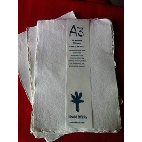 인도산 Khadi 종이 - 12x16인치 140lb. 20매 팩