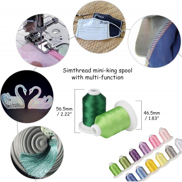 Simthread 자수기 스레드, 63 Brother 색상, 800 미터 스냅 스풀 63 BROTHER 색상