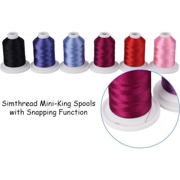 Simthread 자수기 스레드, 63 Brother 색상, 800 미터 스냅 스풀 63 BROTHER 색상
