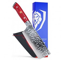 DALSTRONG 나키리 칼 - 6 인치 - 쇼군 시리즈 - 다마스커스 야채 칼 - 일제 AUS-10V 슈퍼 스틸 부엌 칼 - 진공 처리 - 크림슨 레드 ABS 손잡이 - 면도칼 날카로운 부엌 칼 - 칼집 