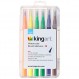 KINGART 수채화 브러시 마커, 12가지 색상 - 밝은 색상의 마커, 저널링, 레터링, 어린이 및 성인 색칠 공부 책 등, 내구성 있고 편리한 운반 케이스와 함께 제공