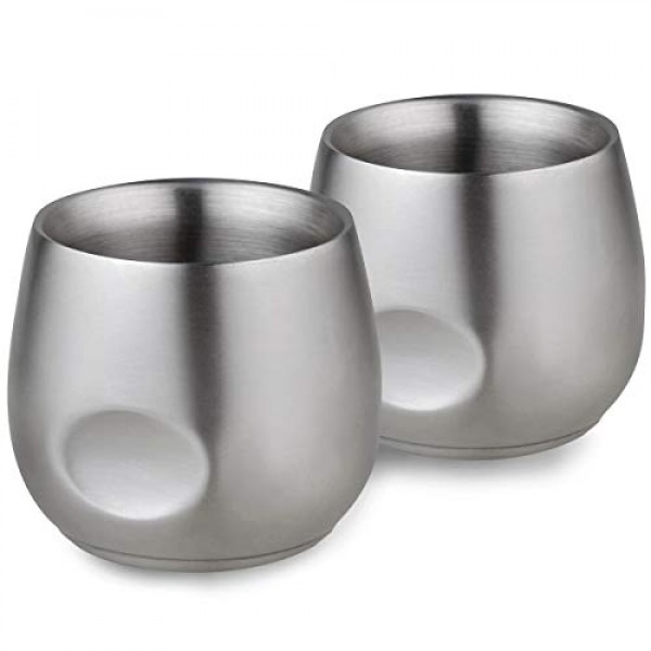 Kitchenexus 스테인레스 스틸 에스프레소 컵 2pcs 세트, 6oz 이중 벽 절연 깨지지 않는 스템리스 텀블러 야외 이벤트 피크닉 파티를위한 작은 컵