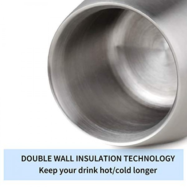 Kitchenexus 스테인레스 스틸 에스프레소 컵 2pcs 세트, 6oz 이중 벽 절연 깨지지 않는 스템리스 텀블러 야외 이벤트 피크닉 파티를위한 작은 컵