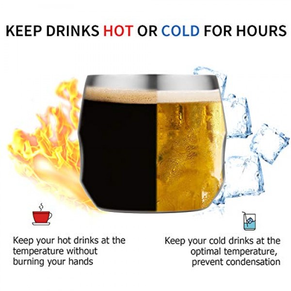 Kitchenexus 스테인레스 스틸 에스프레소 컵 2pcs 세트, 6oz 이중 벽 절연 깨지지 않는 스템리스 텀블러 야외 이벤트 피크닉 파티를위한 작은 컵