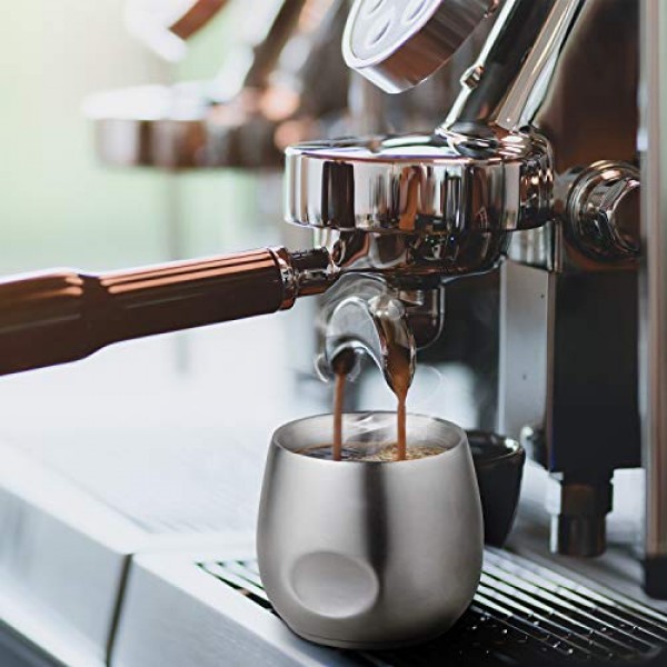 Kitchenexus 스테인레스 스틸 에스프레소 컵 2pcs 세트, 6oz 이중 벽 절연 깨지지 않는 스템리스 텀블러 야외 이벤트 피크닉 파티를위한 작은 컵