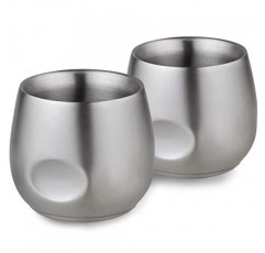 Kitchenexus 스테인레스 스틸 에스프레소 컵 2pcs 세트, 6oz 이중 벽 절연 깨지지 않는 스템리스 텀블러 야외 이벤트 피크닉 파티를위한 작은 컵