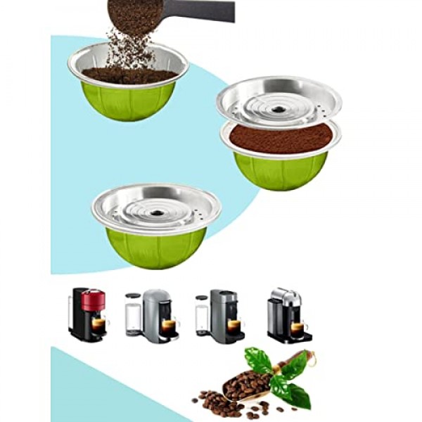 숟가락과 브러시로 리필 가능한 커피 필터, 재사용 가능한 커피 캡슐 뚜껑 Vertuoline 커피 포드 식품 등급 실리콘 디스크 네스프레소 머신 용 재사용 및 리필 가능 캡