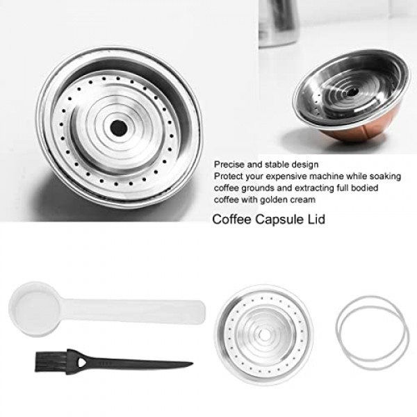 숟가락과 브러시로 리필 가능한 커피 필터, 재사용 가능한 커피 캡슐 뚜껑 Vertuoline 커피 포드 식품 등급 실리콘 디스크 네스프레소 머신 용 재사용 및 리필 가능 캡