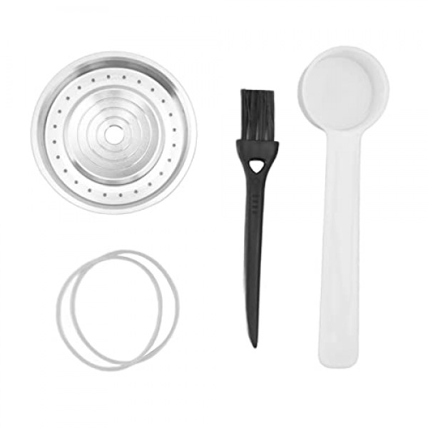 숟가락과 브러시로 리필 가능한 커피 필터, 재사용 가능한 커피 캡슐 뚜껑 Vertuoline 커피 포드 식품 등급 실리콘 디스크 네스프레소 머신 용 재사용 및 리필 가능 캡