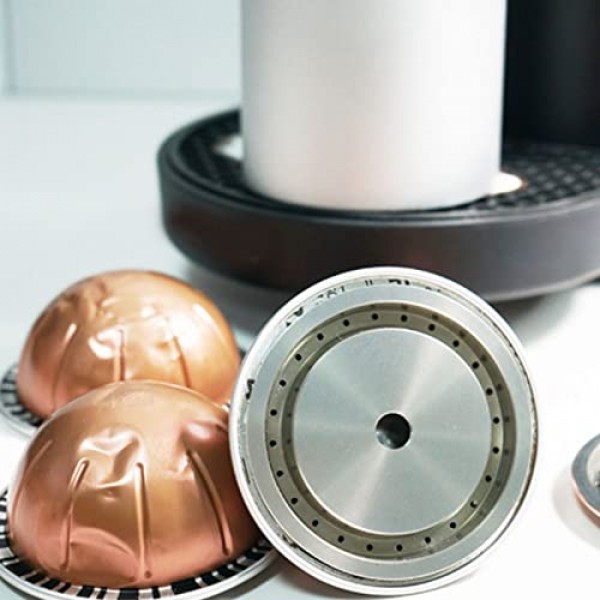 숟가락과 브러시로 리필 가능한 커피 필터, 재사용 가능한 커피 캡슐 뚜껑 Vertuoline 커피 포드 식품 등급 실리콘 디스크 네스프레소 머신 용 재사용 및 리필 가능 캡