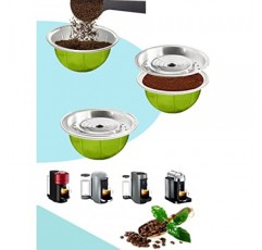 숟가락과 브러시로 리필 가능한 커피 필터, 재사용 가능한 커피 캡슐 뚜껑 Vertuoline 커피 포드 식품 등급 실리콘 디스크 네스프레소 머신 용 재사용 및 리필 가능 캡