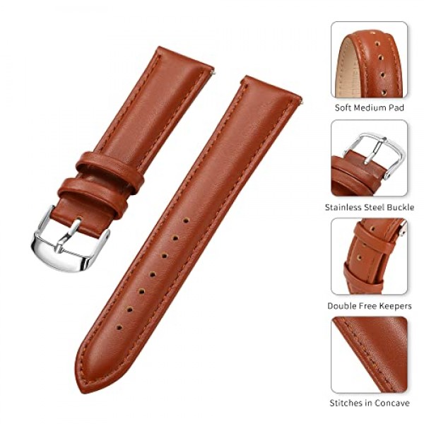 BUREI 퀵 릴리스 가죽 시계 밴드, 빈티지 가죽 시계 스트랩, 교체 스트랩 20mm
