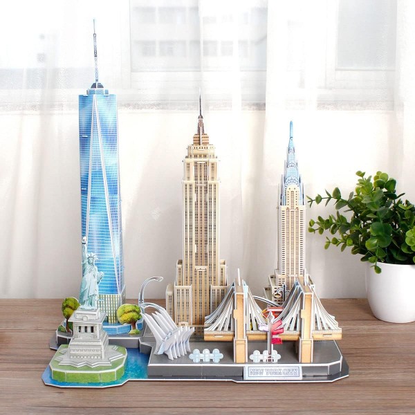 Revell 3D 퍼즐 00142 I 뉴욕 스카이라인 I 123조각 I 남녀노소 누구나 즐길 수 있는 4시간의 조립 I 10세부터 I 인상적인 뉴욕의 ​​스카이라인을 직접 조립하다