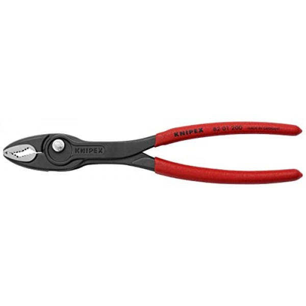 Knipex TwinGrip Atramentized 전면 멀티 그립 플라이어 200 mm 82 01 200 검정색 플라스틱 코팅 미끄럼 방지