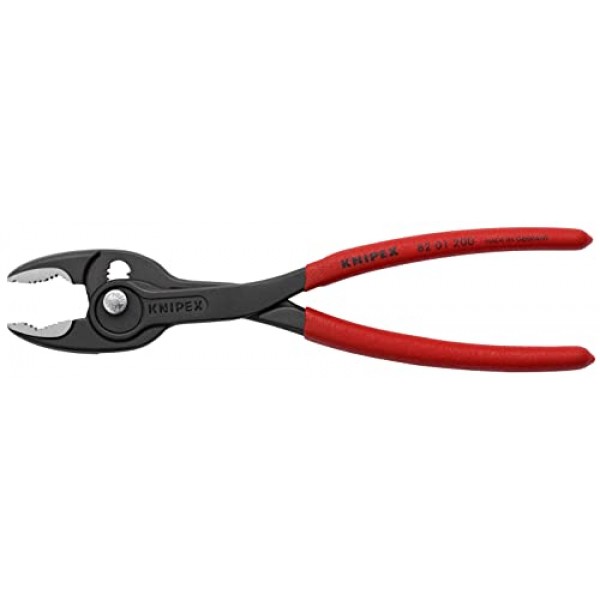 Knipex TwinGrip Atramentized 전면 멀티 그립 플라이어 200 mm 82 01 200 검정색 플라스틱 코팅 미끄럼 방지