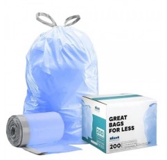 Plasticplace 맞춤형 쓰레기 봉투, 심플휴먼 코드 V와 호환(100개) 착색된 파란색 조임끈 쓰레기 라이너 4.2-4.8갤런, 14.5