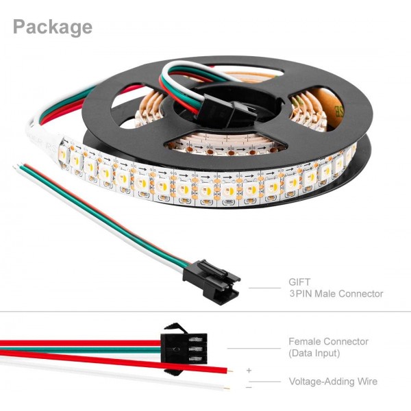 BTF-LIGHTING RGBW RGBWW RGB+웜 화이트 SK6812(WS2812B 유사) 개별 주소 지정 가능 3.3ft 144LED/픽셀/m 유연한 4가지 색상 in 1 LED 드림 컬러 LED 스트립 IP30 비방수 DC5V 화이트 PCB Rgb+웜 