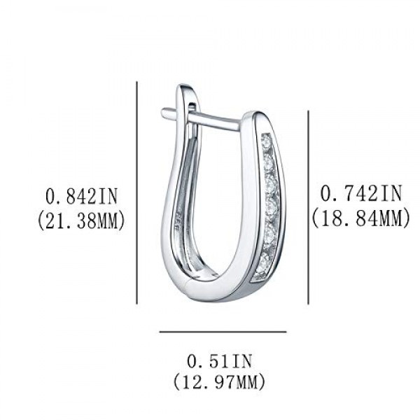 JO WISDOM 크리올 귀걸이 매달려 타원형 실버 925 여성용 3A 지르코니아, 여성용 주얼리