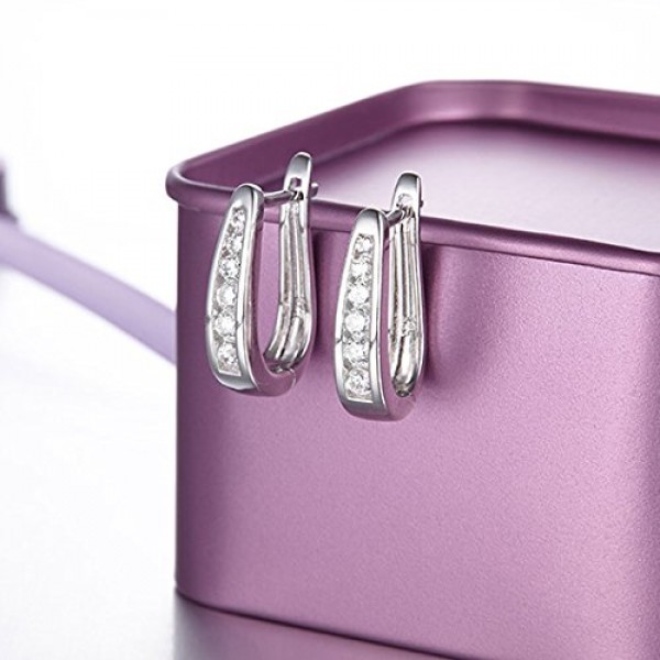 JO WISDOM 크리올 귀걸이 매달려 타원형 실버 925 여성용 3A 지르코니아, 여성용 주얼리