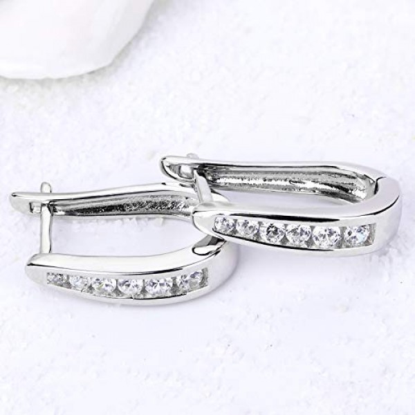 JO WISDOM 크리올 귀걸이 매달려 타원형 실버 925 여성용 3A 지르코니아, 여성용 주얼리