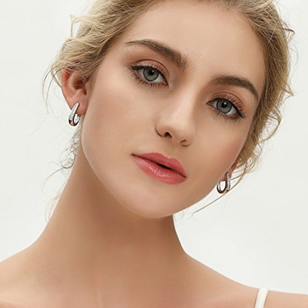 JO WISDOM 크리올 귀걸이 매달려 타원형 실버 925 여성용 3A 지르코니아, 여성용 주얼리