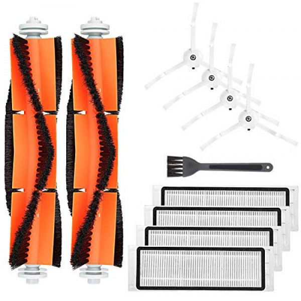 Roborock E25 E4 S5 S6 E20 E35 C10 S50 S51 S4 Xiaomi Mi Mijia, 10 팩, (메인 브러시 2개 + 사이드 브러시 4개 + 필터 4개)와 호환되는 교체 액세서리 키트