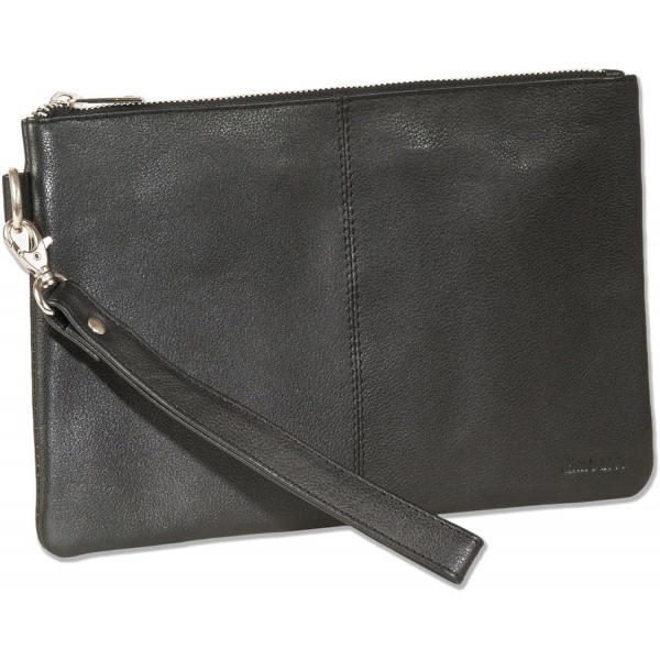 Rimbaldi - hochwerigem Riund 나파 가죽 소재의 실용적인 가죽 스트랩이 있는 블랙 색상의 플랫 유니버설 백