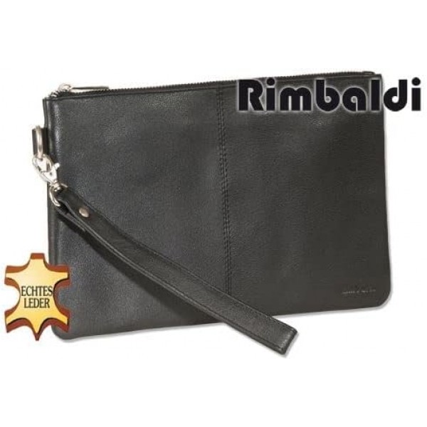 Rimbaldi - hochwerigem Riund 나파 가죽 소재의 실용적인 가죽 스트랩이 있는 블랙 색상의 플랫 유니버설 백