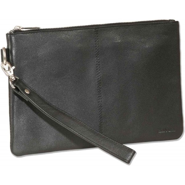 Rimbaldi - hochwerigem Riund 나파 가죽 소재의 실용적인 가죽 스트랩이 있는 블랙 색상의 플랫 유니버설 백