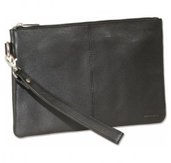 Rimbaldi - hochwerigem Riund 나파 가죽 소재의 실용적인 가죽 스트랩이 있는 블랙 색상의 플랫 유니버설 백