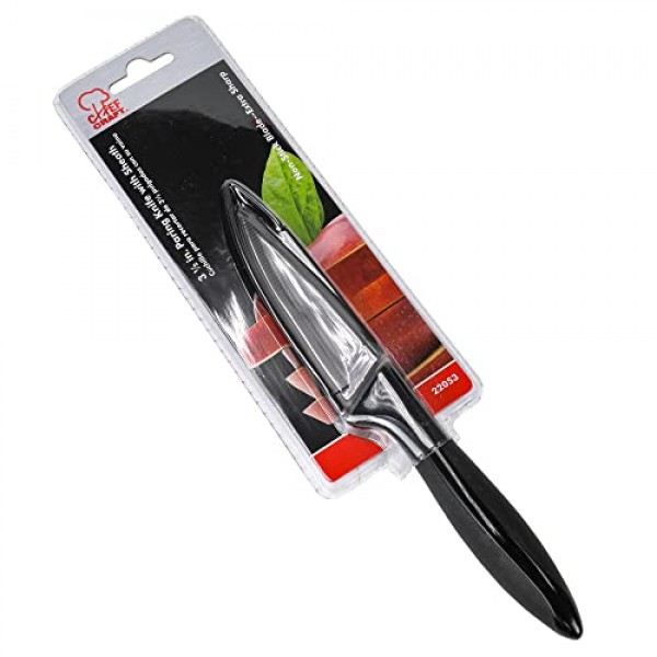 Chef Craft 프리미엄 껍질 벗기기 칼(칼집 포함), 3인치 블레이드 길이 8인치, 검정색