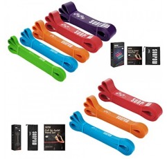 SUNPOW 풀업 보조 밴드 - 5개 및 3개 저항 헤비 듀티 운동 운동 크로스핏 스트레치 피트니스 밴드 보조 세트(신체용), 지침 가이드 및 휴대용 가방 포함