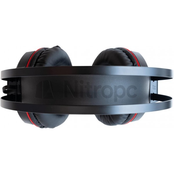 NitroPC - 무지향성 마이크, 볼륨 컨트롤, 2미터 케이블, USB + 듀얼 잭 3.5mm 커넥터가 있는 NH1000 RGB 게임용 헤드셋