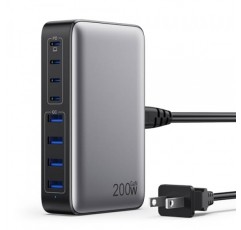 200W USB C 충전기 블록, GaN III 8포트 USB C 고속 충전 스테이션 PPS PD 65W 노트북 충전기 어댑터 MacBook Pro/Air,DELL,HP Surface,iPhone 15/Pro/14/13,Galaxy S23,Steam Deck 등과 호환 가능