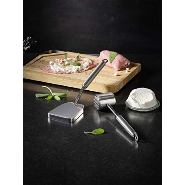 Rösle 12819 고기 플래터, 고기 및 생선 플레이팅용 고기 연화제, 18/10 스테인리스 스틸, 식기 세척기 사용 가능, 플랫, 스테인리스