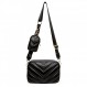 Herald Chevron Quilted Small Crossbody Bag with Coin Purse Pouch 여성용 스퀘어 스냅 샷 카메라 사이드 숄더 2 사이즈 핸드백 블랙