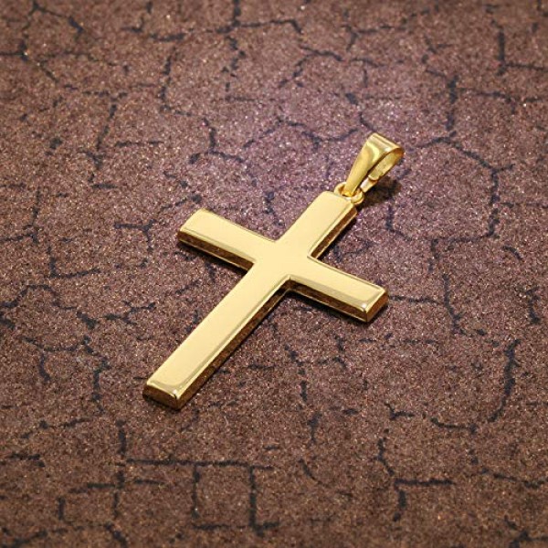 trendor 크로스 펜던트 골드 750 (18 캐럿) 28 mm 여성 및 남성 골드 펜던트, 패셔너블 크로스 펜던트, 선물 아이디어, 리얼 골드 75314, 옐로우 골드로 만든 우아한 주얼리