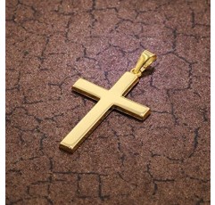 trendor 크로스 펜던트 골드 750 (18 캐럿) 28 mm 여성 및 남성 골드 펜던트, 패셔너블 크로스 펜던트, 선물 아이디어, 리얼 골드 75314, 옐로우 골드로 만든 우아한 주얼리