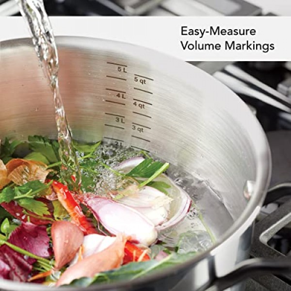KitchenAid 5겹 클래드 광택 스테인리스 스틸 스톡 포트/뚜껑 포함 스톡 포트, 6쿼트