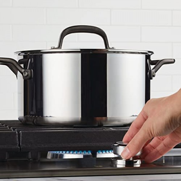 KitchenAid 5겹 클래드 광택 스테인리스 스틸 스톡 포트/뚜껑 포함 스톡 포트, 6쿼트