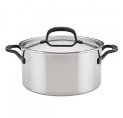KitchenAid 5겹 클래드 광택 스테인리스 스틸 스톡 포트/뚜껑 포함 스톡 포트, 6쿼트