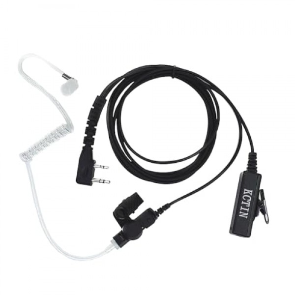 마이크가 있는 Baofeng 워키토키용 헤드셋 Reteivs Kenwood와 호환되는 2핀 어쿠스틱 튜브 헤드셋(1개)