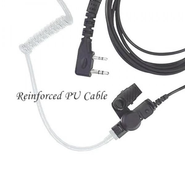 마이크가 있는 Baofeng 워키토키용 헤드셋 Reteivs Kenwood와 호환되는 2핀 어쿠스틱 튜브 헤드셋(1개)